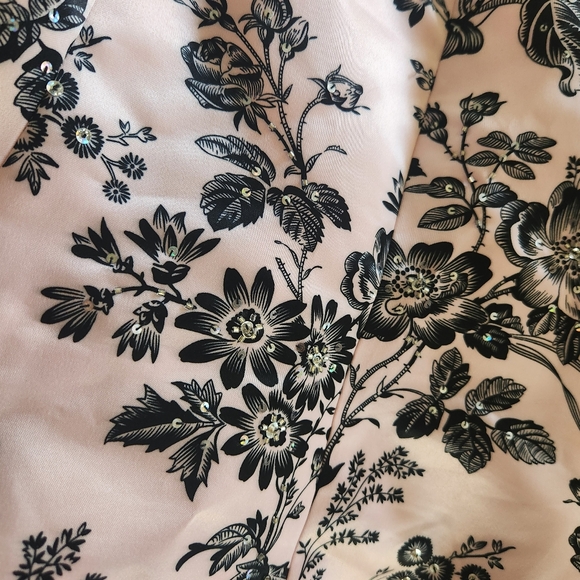 Tiffany Designs Satin Blush Floral Strapless Mermaid Formal Gown Sequins Size 8 - Picture 3 of 15